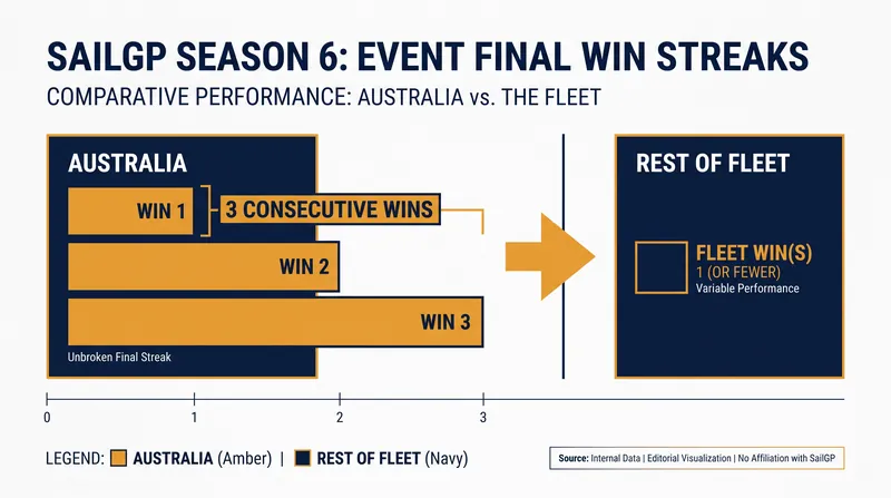 Australia's unprecedented streak of three consecutive event final victories.
