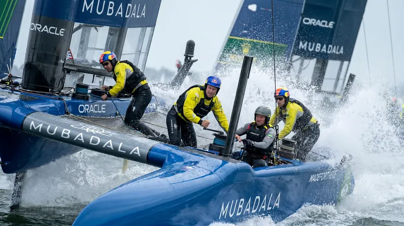Crews face immense physical demands to keep the F50 catamarans foiling at speeds approaching 100 km/h.