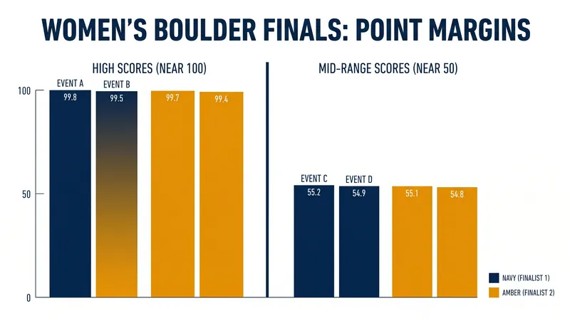 Podium margins in the women's division have frequently come down to fractions of a point.