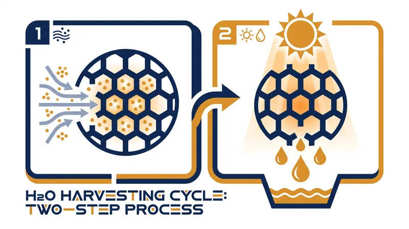The harvesting cycle requires no moving parts, relying entirely on ambient air and passive solar heat.