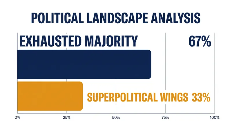 Research indicates that roughly two-thirds of the public feel alienated by hyper-partisan political discourse.