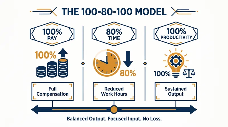 The 100-80-100 model has become the gold standard for implementing a four-day workweek.