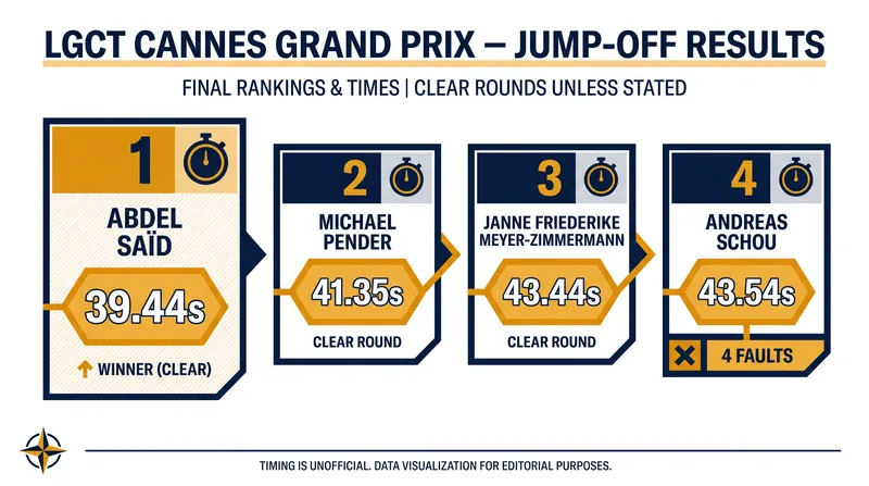 Only four riders managed to reach the jump-off, with Saïd clearing the course nearly two seconds faster than the field.