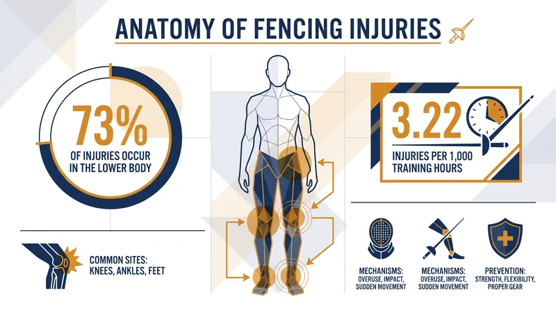 Recent sports medicine data reveals that the vast majority of fencing injuries affect the lower body.