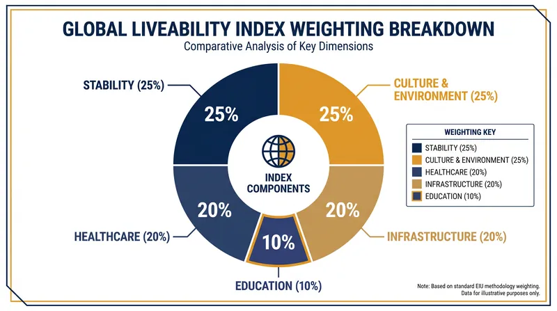 The Economist Intelligence Unit's methodology heavily weights baseline stability and infrastructure.