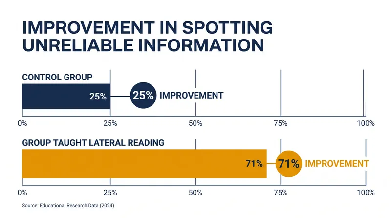 Stanford research showed that just six hours of lateral reading instruction dramatically improved students' media literacy.