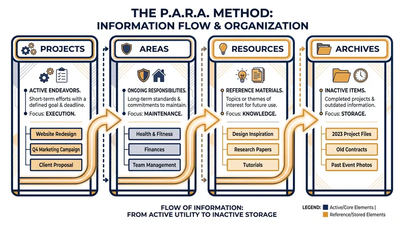 The P.A.R.A. method organizes information by its actionability rather than its subject matter.