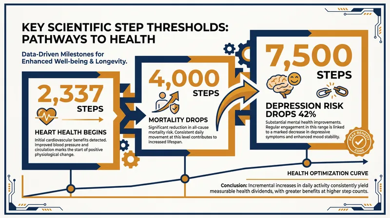 Significant physical and mental health milestones are reached well before the 10,000-step mark.