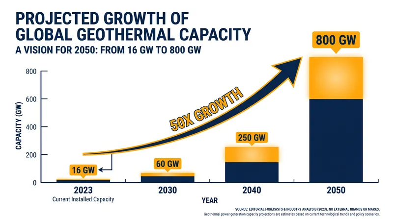 The International Energy Agency forecasts a massive expansion in global geothermal capacity by 2050.