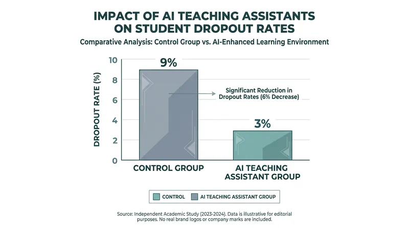 AI teaching assistants have been shown to disproportionately improve retention rates in historically difficult introductory courses.