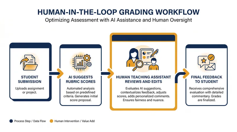 Systems like FeedbackWriter keep human educators in control while leveraging AI to generate rapid, rubric-aligned feedback.