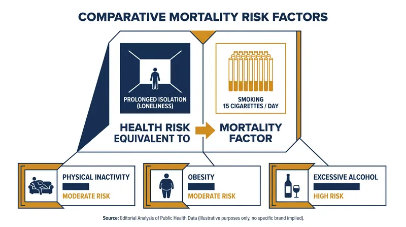 The physiological toll of chronic isolation is comparable to severe physical health risks.
