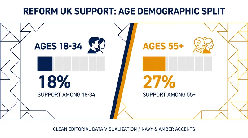 Support for Reform UK is heavily concentrated among older demographics, according to the National Centre for Social Research.