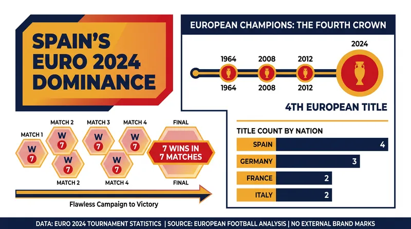 Spain became the first nation to win seven consecutive matches at a single European Championship.