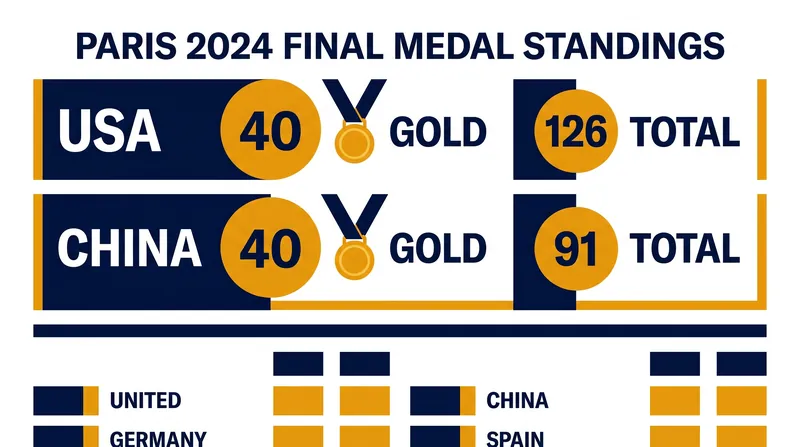 The United States edged out China in total medals to top the Paris 2024 table.