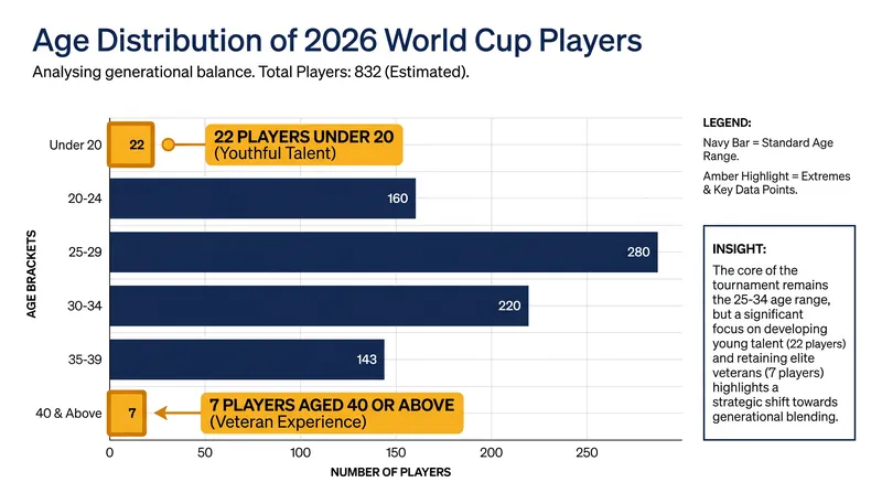 The generational gap at the 2026 World Cup spans over 25 years between the youngest and oldest players.