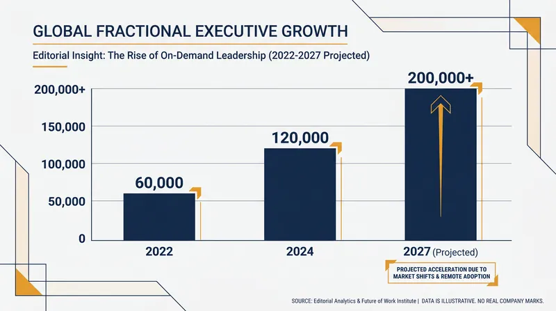 The number of professionals operating as fractional executives is projected to exceed 200,000 globally by 2027.