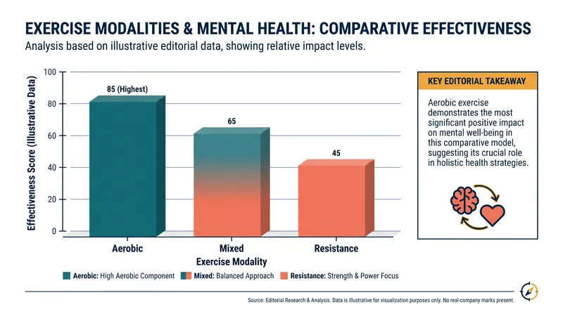 Aerobic activities like running, swimming, and dancing yielded the most substantial improvements for both depression and anxiety.