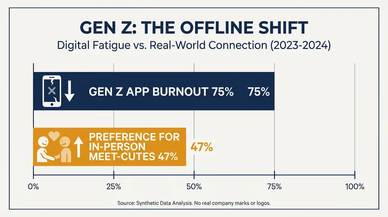 Surveys show a massive shift away from algorithmic matching toward real-world encounters.