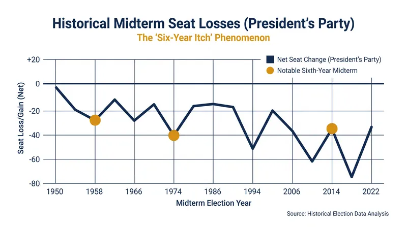 Historically, the incumbent president's party loses an average of 3.5 Senate seats during midterm elections.