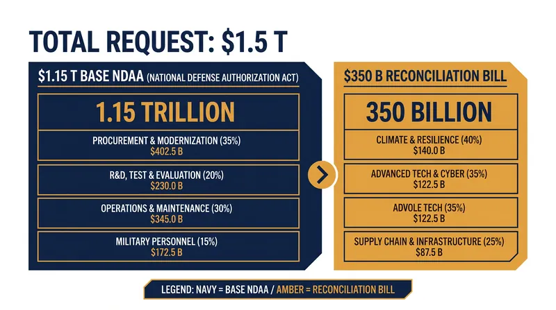 The administration has split its historic defense request across two legislative vehicles.
