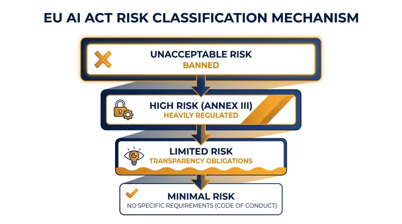 The AI Act classifies systems into four distinct risk tiers.