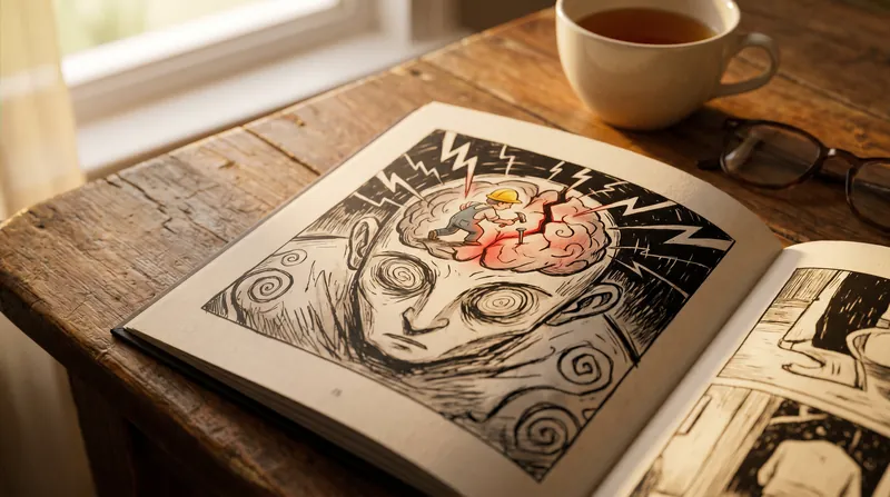 Visual metaphors in comics can make invisible pain and complex biological processes instantly intuitive.