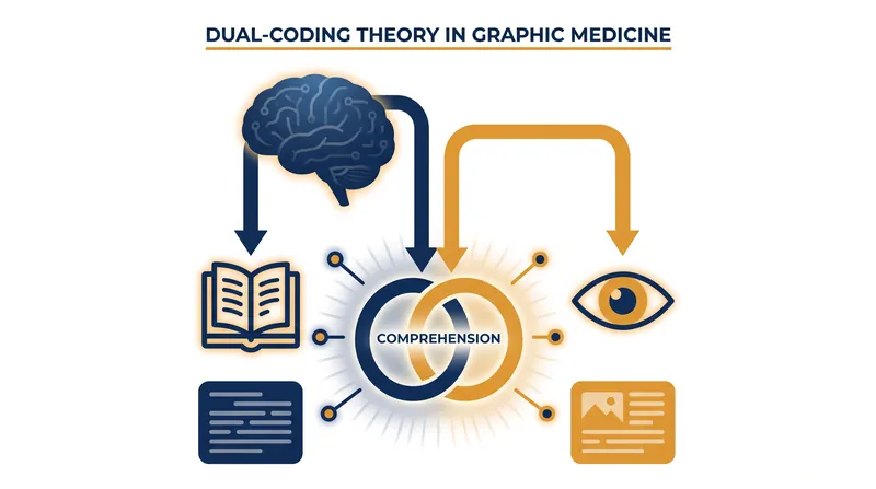 Dual-coding theory suggests that combining text and images helps the brain process and retain complex medical information more effectively.