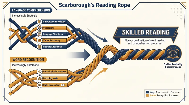 Scarborough's Reading Rope illustrates how multiple skills must weave together to produce fluent reading.