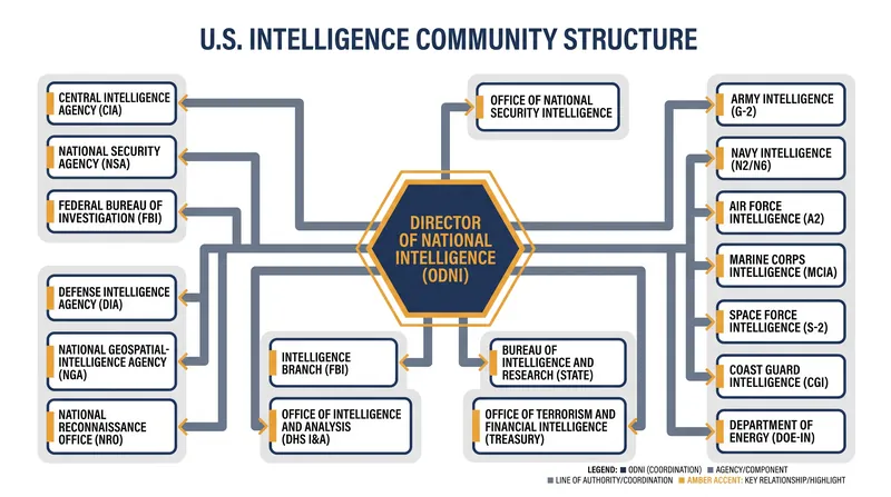 The Director of National Intelligence is tasked with coordinating the efforts of 18 separate federal intelligence agencies.