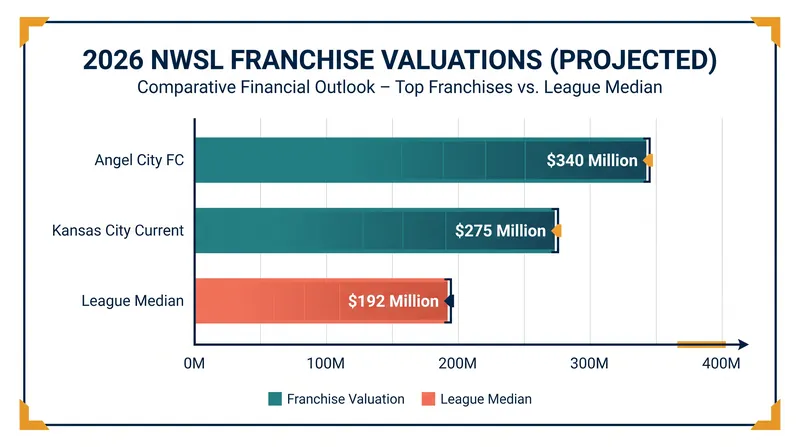 NWSL franchise valuations have skyrocketed, led by Angel City FC and the Kansas City Current.