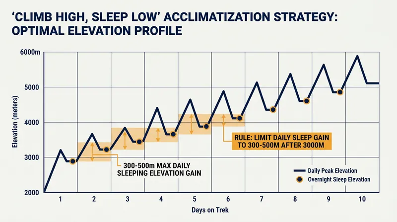 Safe itineraries force trekkers to expose themselves to higher altitudes during the day before descending to sleep.