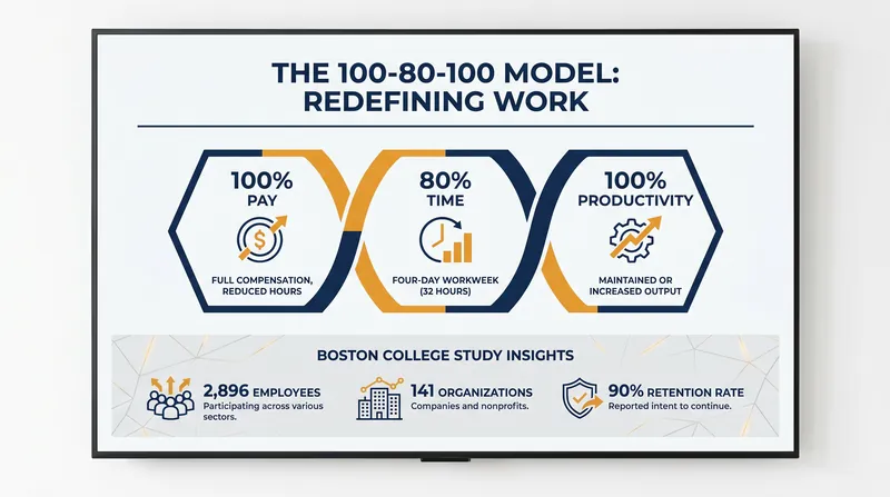The 100-80-100 model has shown high retention rates in global trials.