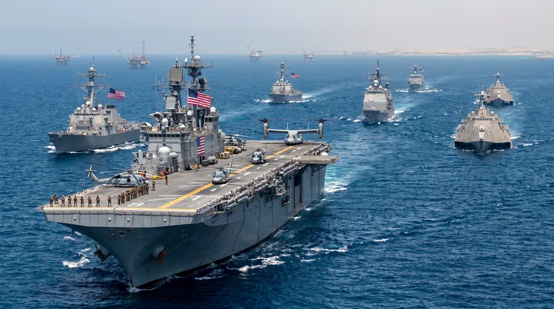 The U.S. military maintains a strict naval blockade in the waters surrounding Iran's export hubs.