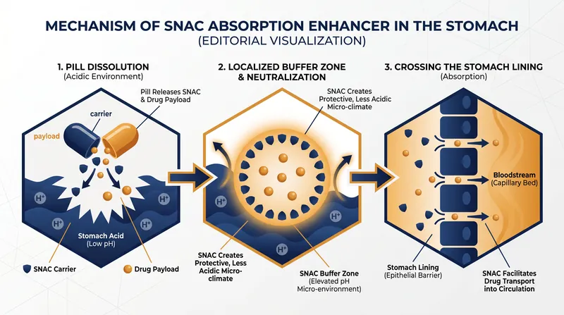 How the oral formulation survives stomach acid to enter the bloodstream.