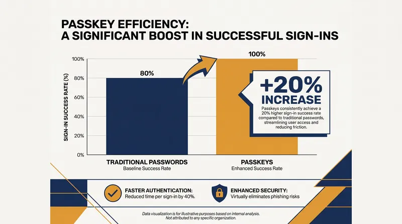 Users experience significantly higher login success rates when using passkeys.