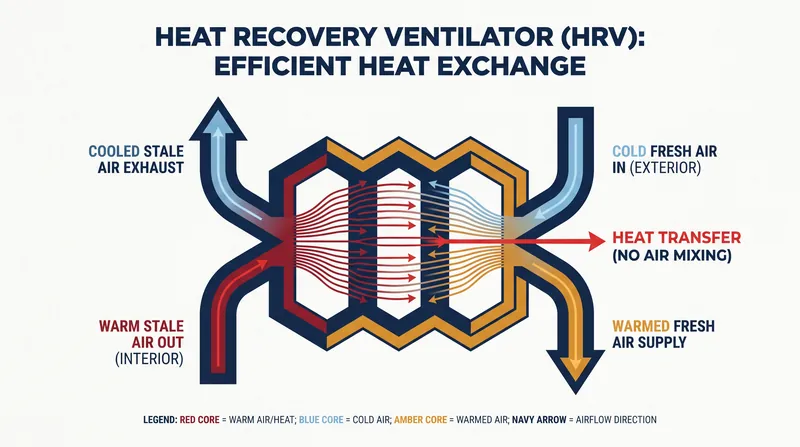 Heat Recovery Ventilators (HRVs) act as the lungs of the home, providing fresh air without losing heat.