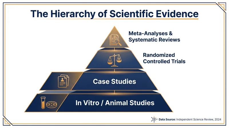 Not all studies carry equal weight. Meta-analyses of multiple trials provide the strongest evidence.