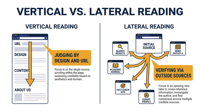 Fact-checkers use lateral reading to verify sources before engaging with the content.