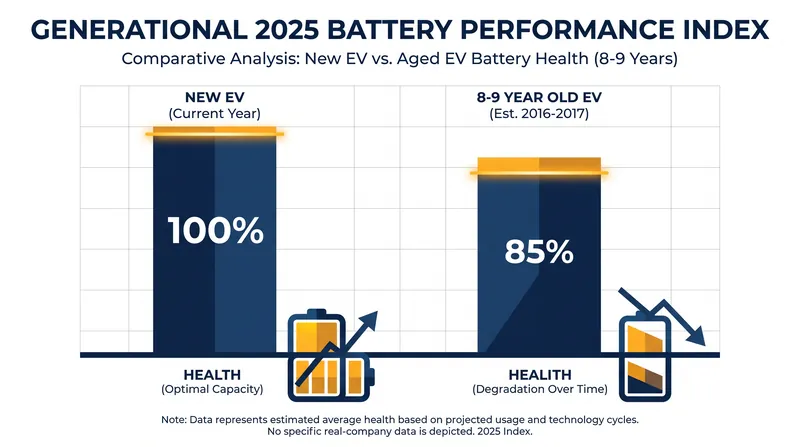 Data from over 8,000 vehicles shows that 8-to-9-year-old EVs still retain a median of 85% of their original capacity.