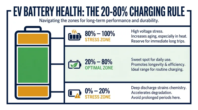 Keeping a standard lithium-ion battery between 20% and 80% minimizes physical stress on the internal cells.