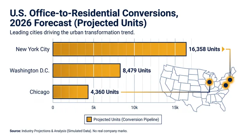 New York City leads the nation in conversion volume, driven by aggressive municipal tax incentives and zoning reforms.