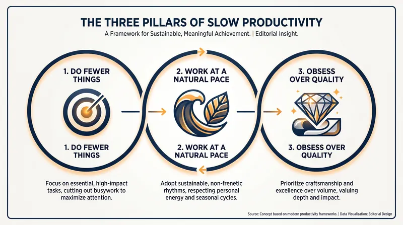 The slow productivity framework replaces performative busyness with sustainable output.