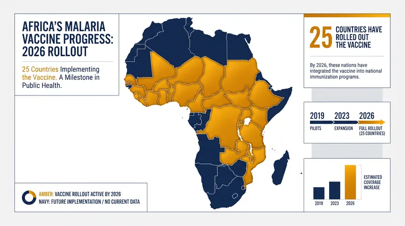 By mid-2026, 25 African nations had integrated the malaria vaccine into routine childhood immunizations.