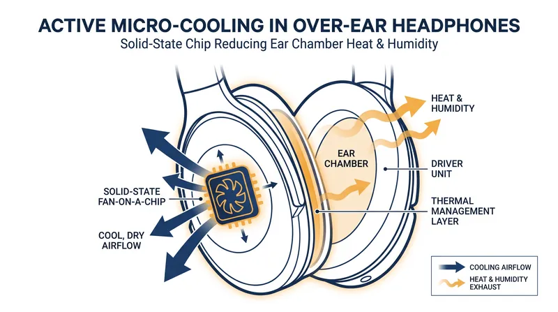 MEMS technology is also being used to create silent micro-pumps that actively vent heat and humidity from over-ear headphones.