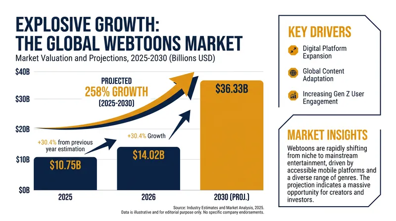 The global webtoon market is expanding at a compound annual growth rate of over 30%.