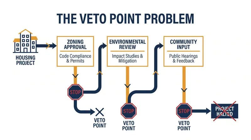 How regulatory veto points can delay or kill essential infrastructure projects.