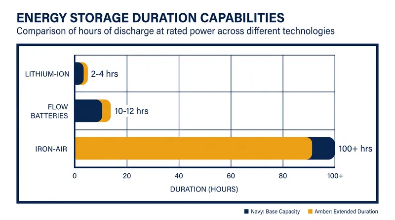While lithium-ion dominates short-duration storage, new technologies are emerging to bridge multi-day weather events.