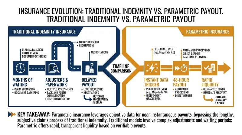 Parametric policies bypass the claims adjuster, reducing payout times from months to hours.