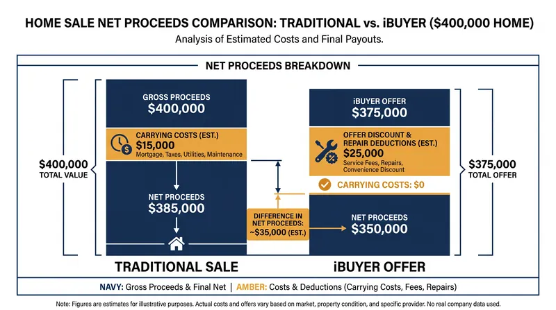 On a typical $400,000 home, the open market generally yields tens of thousands more in net equity.